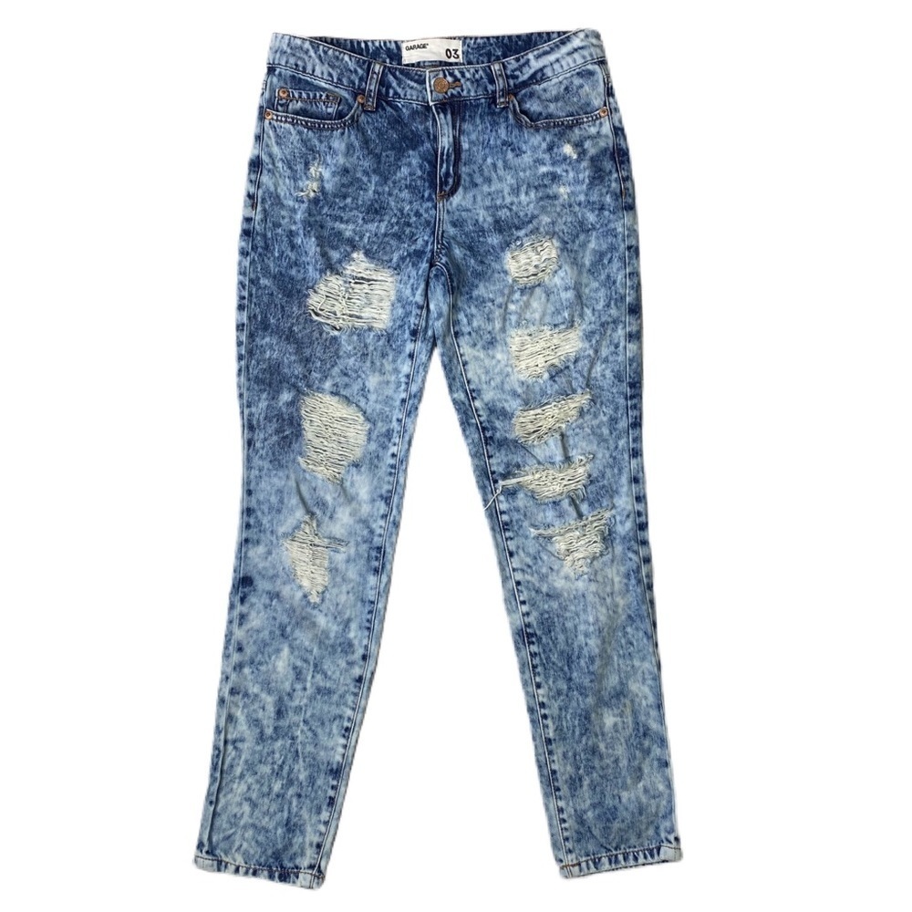 Garage Distressed Acid Wash Skinny Jeans